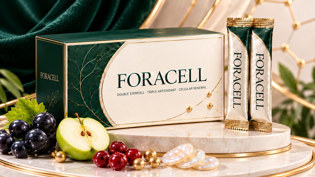 ForaCell box and sachets with apple and grapes