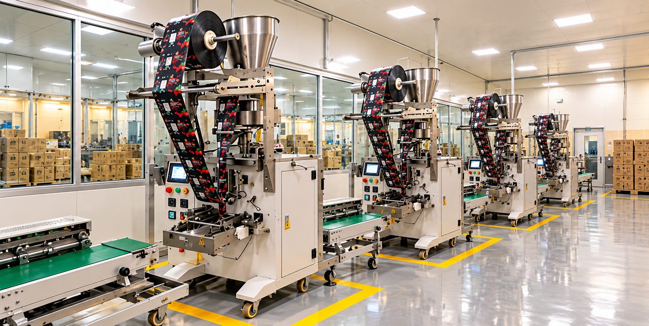 Sachet packing machines on the production line